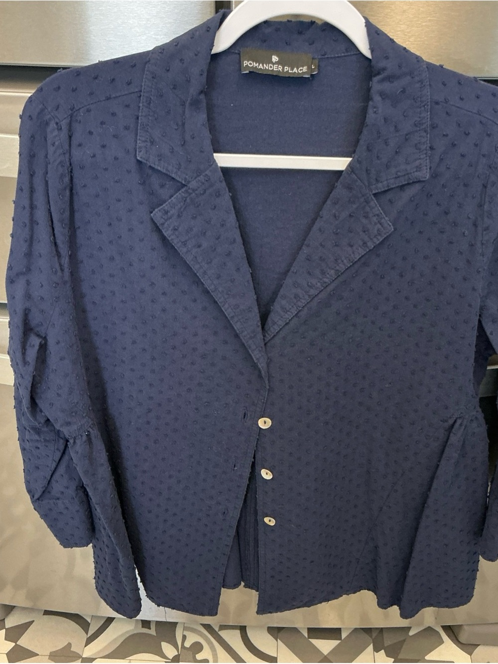 Pomander Place Navy Textured Tunic Size L